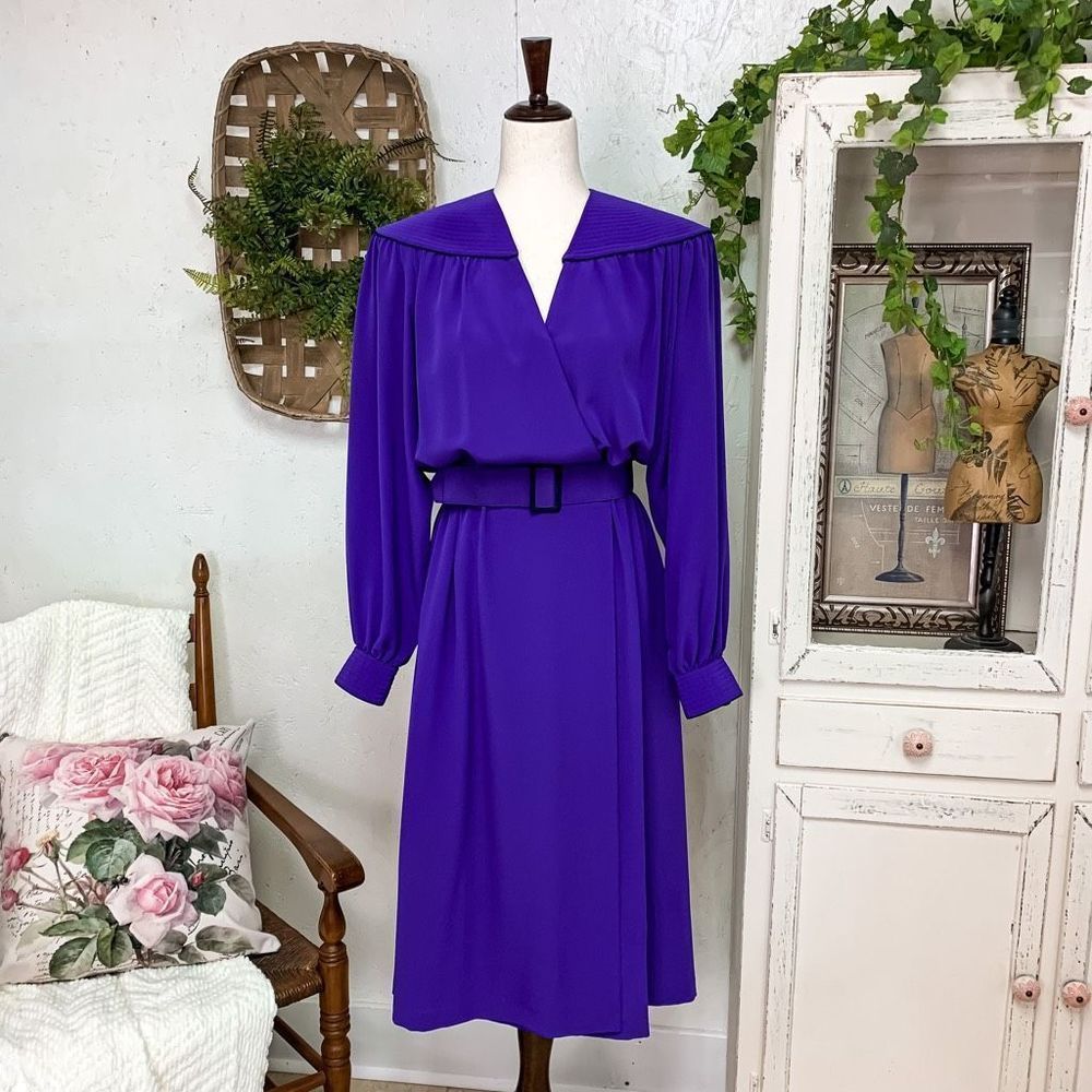 Pierre Cardin Paris New York Boutique Vintage Midi Belted Wrap Dress